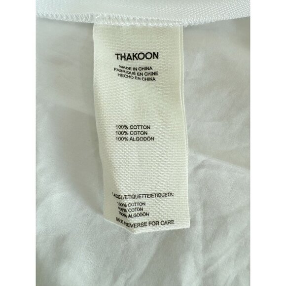 NWT Ruched White Open‎ Back Top By Thakoon Size 8 100% Cotton Short Puff Sleeves - Picture 6 of 11